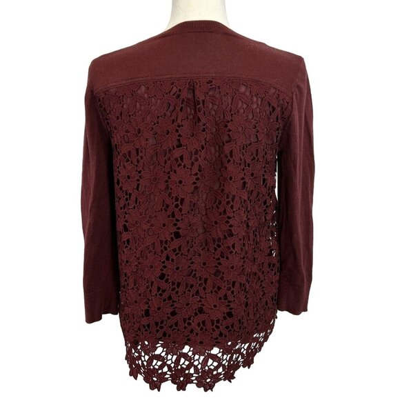 LOFT Burgundy Knit Top Size M Women's Long Sleeve Sweater Blouse Casual Workwear - Picture 2 of 9
